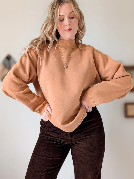 Vintage Relaxed Fit Mock Neck 90s vintage Sweatshirt - Picture 9 of 13